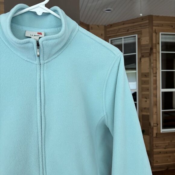 L.L.Bean Fleece Jacket Women L Turquoise Blue Full Zip Outdoors Y2K Preppy Warm - Picture 3 of 9